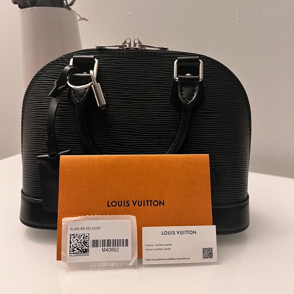 Louis Vuitton - Black Alma BB, Epi Leather, Designer Hand Bag, LV